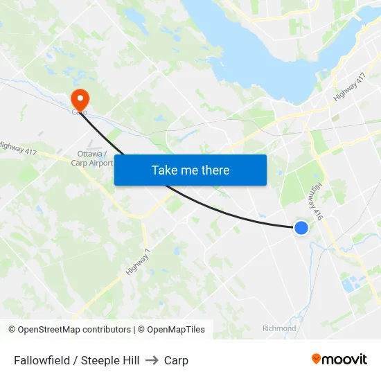 Fallowfield / Steeple Hill to Carp map