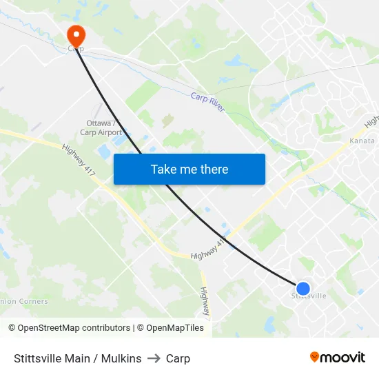 Stittsville Main / Mulkins to Carp map