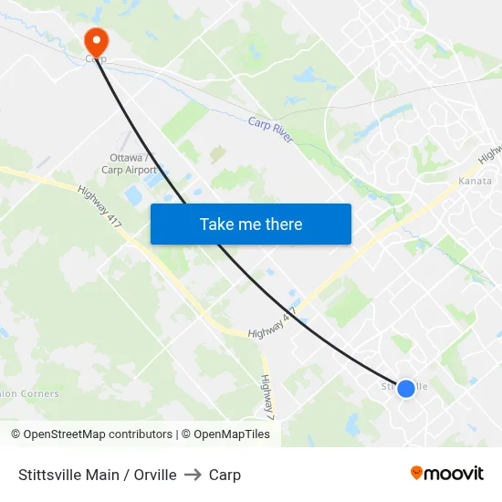 Stittsville Main / Orville to Carp map