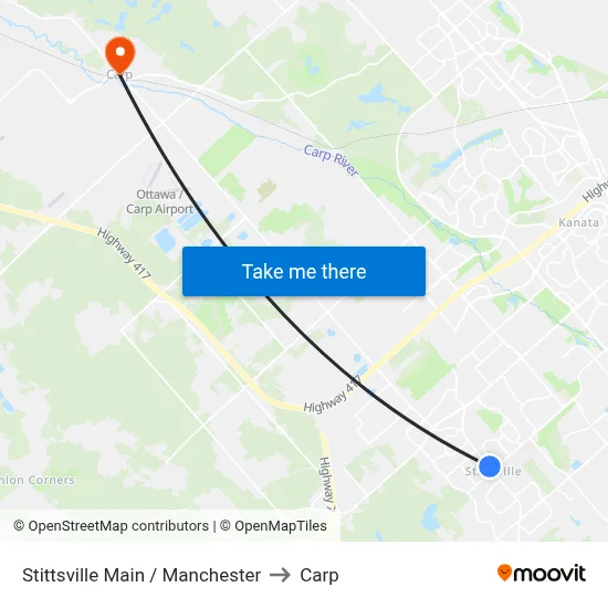 Stittsville Main / Manchester to Carp map