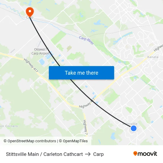 Stittsville Main / Carleton Cathcart to Carp map