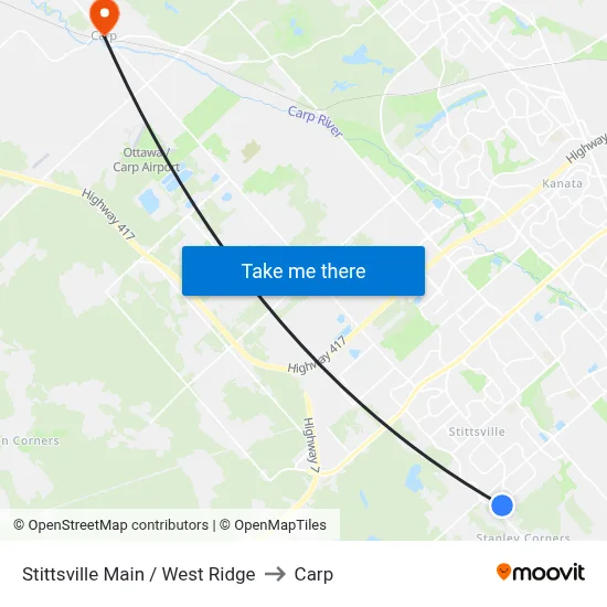 Stittsville Main / West Ridge to Carp map