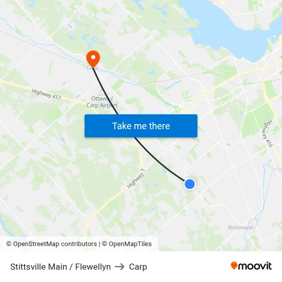 Stittsville Main / Flewellyn to Carp map