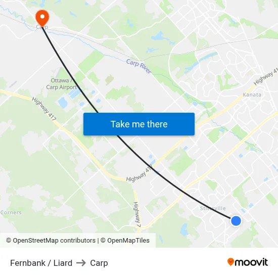 Fernbank / Liard to Carp map