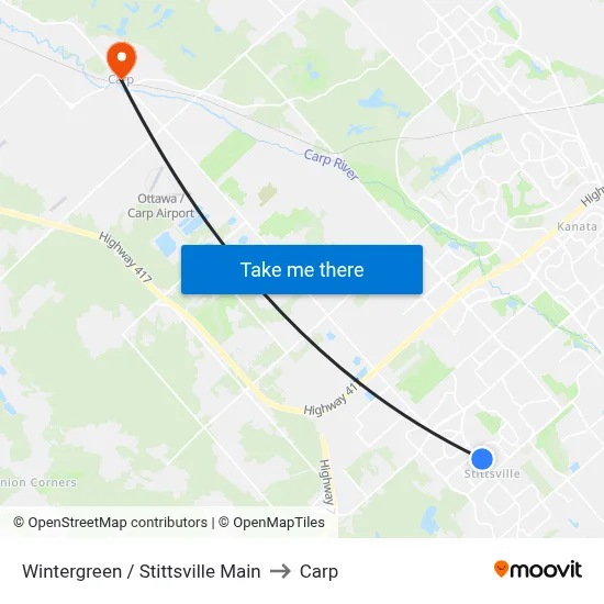 Wintergreen / Stittsville Main to Carp map