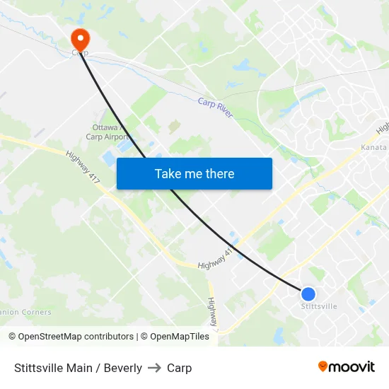 Stittsville Main / Beverly to Carp map