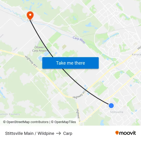 Stittsville Main / Wildpine to Carp map