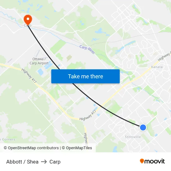 Abbott / Shea to Carp map