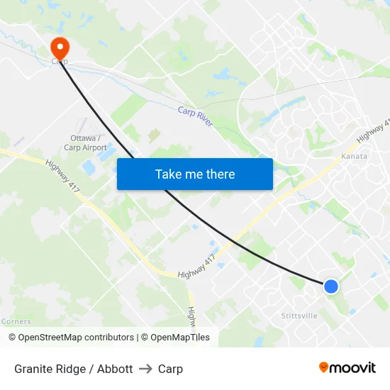 Granite Ridge / Abbott to Carp map