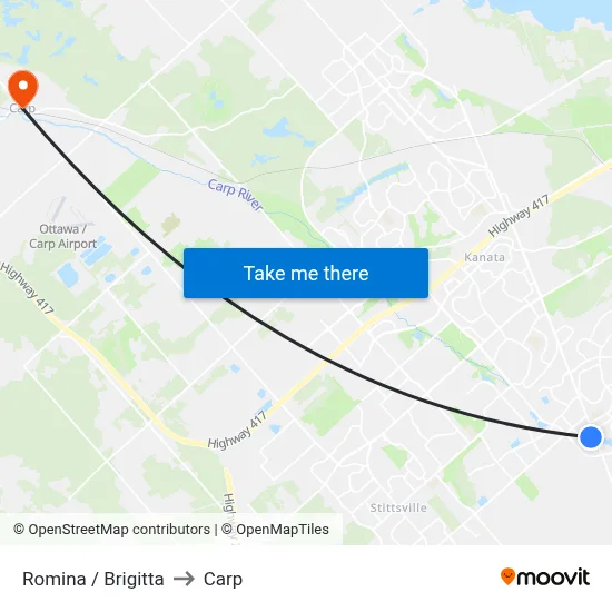 Romina / Brigitta to Carp map