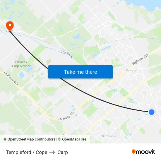 Templeford / Cope to Carp map