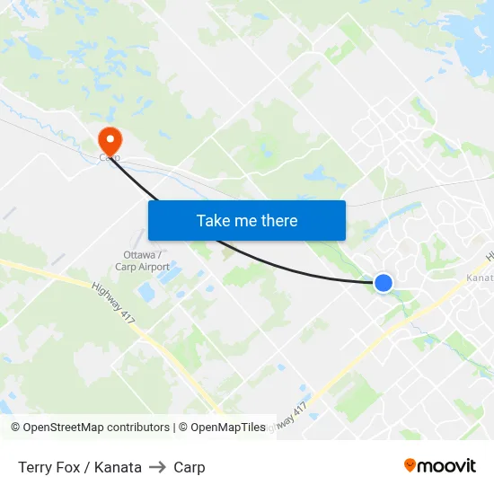 Terry Fox / Kanata to Carp map