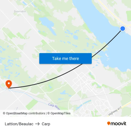 Lattion/Beaulac to Carp map