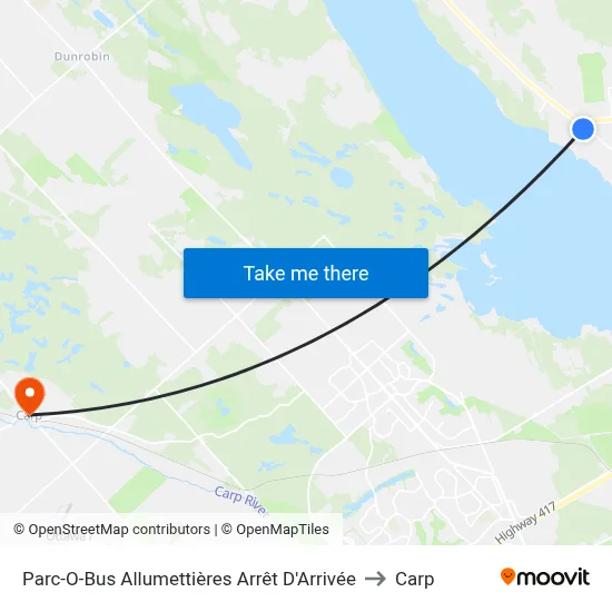 Parc-O-Bus Allumettières Arrêt D'Arrivée to Carp map
