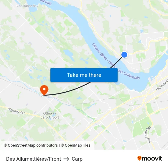 Des Allumettières/Front to Carp map