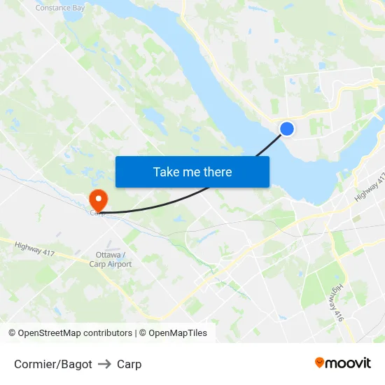 Cormier/Bagot to Carp map