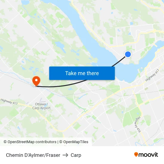 Chemin D'Aylmer/Fraser to Carp map