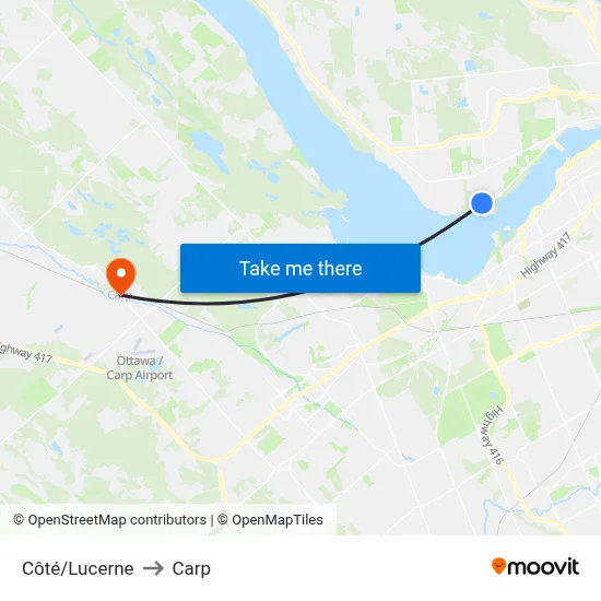 Côté/Lucerne to Carp map