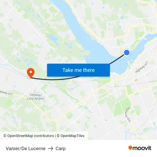 Vanier/De Lucerne to Carp map