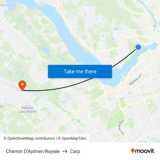 Chemin D'Aylmer/Royale to Carp map