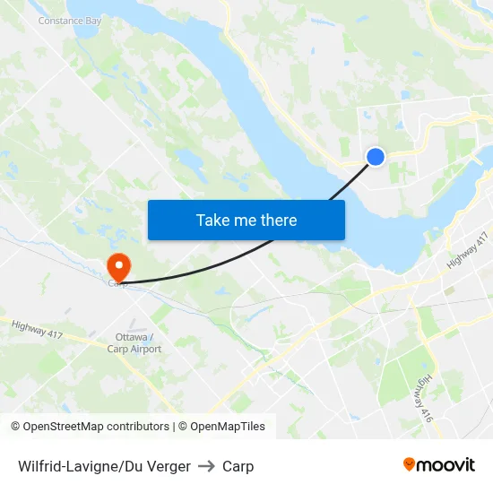 Wilfrid-Lavigne/Du Verger to Carp map