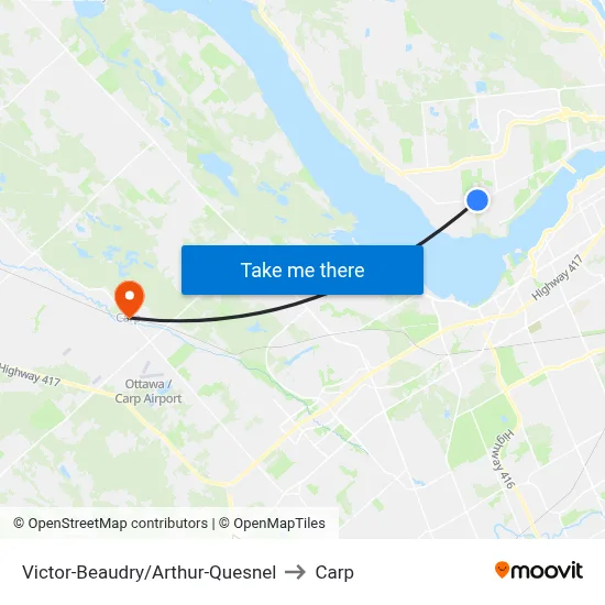 Victor-Beaudry/Arthur-Quesnel to Carp map