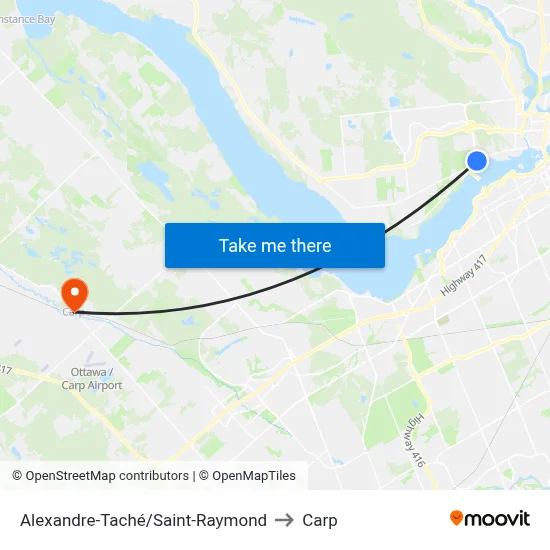 Alexandre-Taché/Saint-Raymond to Carp map