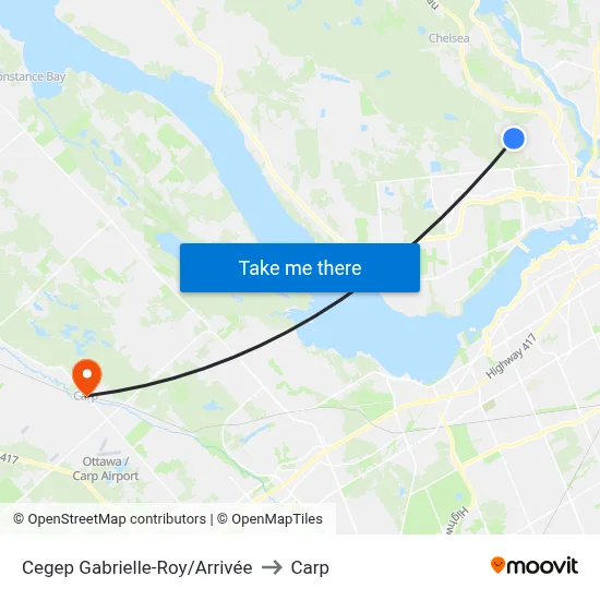Cegep Gabrielle-Roy/Arrivée to Carp map
