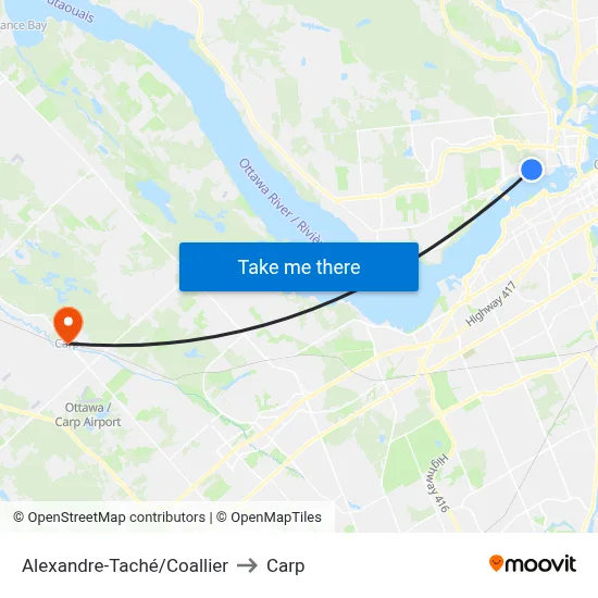 Alexandre-Taché/Coallier to Carp map