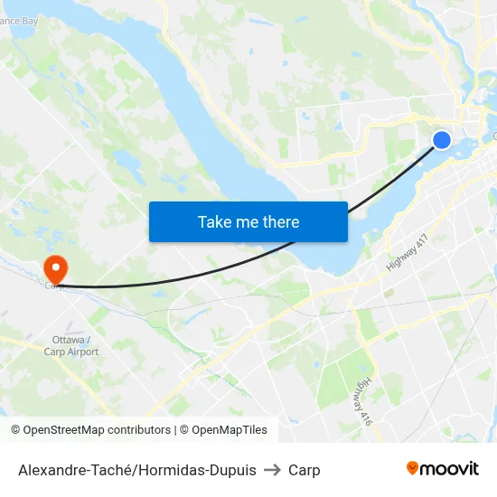 Alexandre-Taché/Hormidas-Dupuis to Carp map