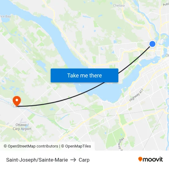 Saint-Joseph/Sainte-Marie to Carp map