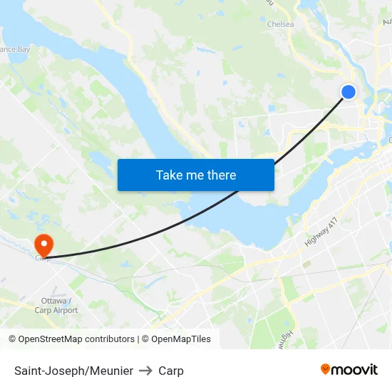 Saint-Joseph/Meunier to Carp map