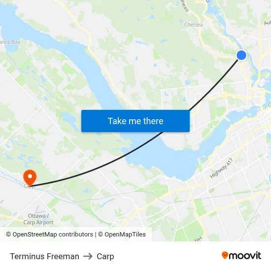 Terminus Freeman to Carp map