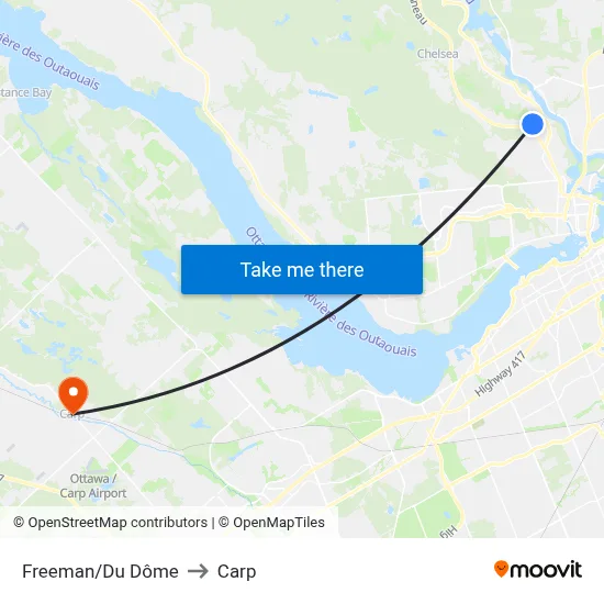 Freeman/Du Dôme to Carp map