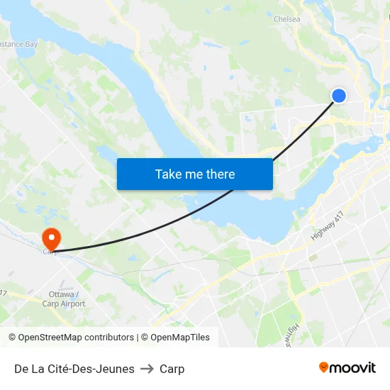 De La Cité-Des-Jeunes to Carp map