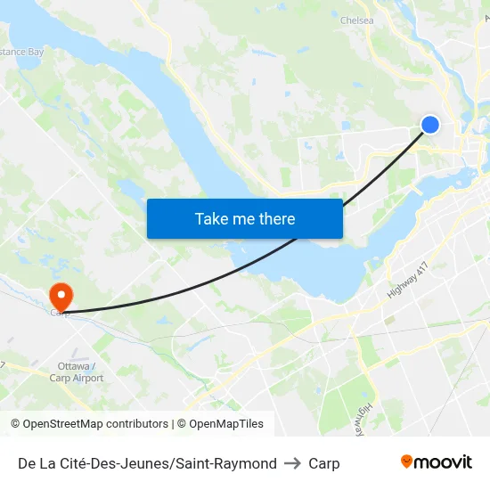 De La Cité-Des-Jeunes/Saint-Raymond to Carp map