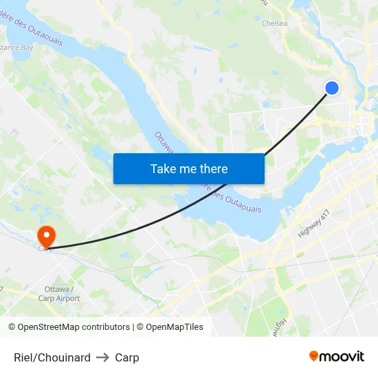 Riel/Chouinard to Carp map