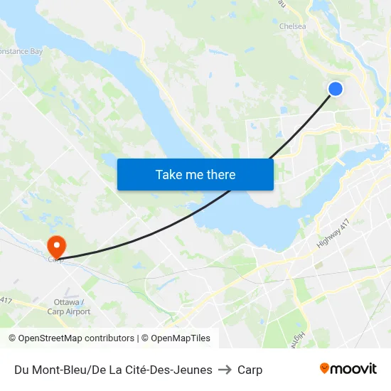 Du Mont-Bleu/De La Cité-Des-Jeunes to Carp map