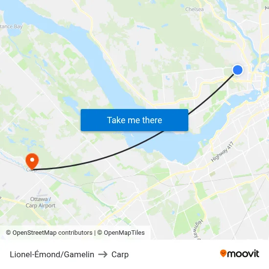 Lionel-Émond/Gamelin to Carp map