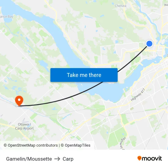 Gamelin/Moussette to Carp map