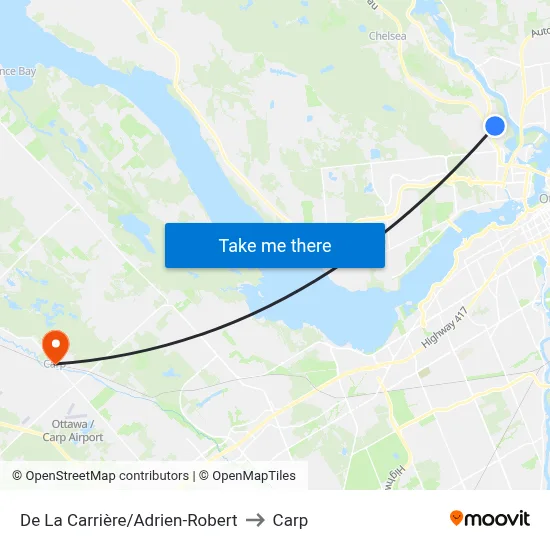 De La Carrière/Adrien-Robert to Carp map