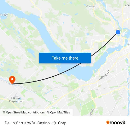 De La Carrière/Du Casino to Carp map