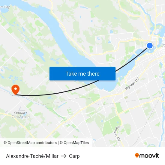 Alexandre-Taché/Millar to Carp map