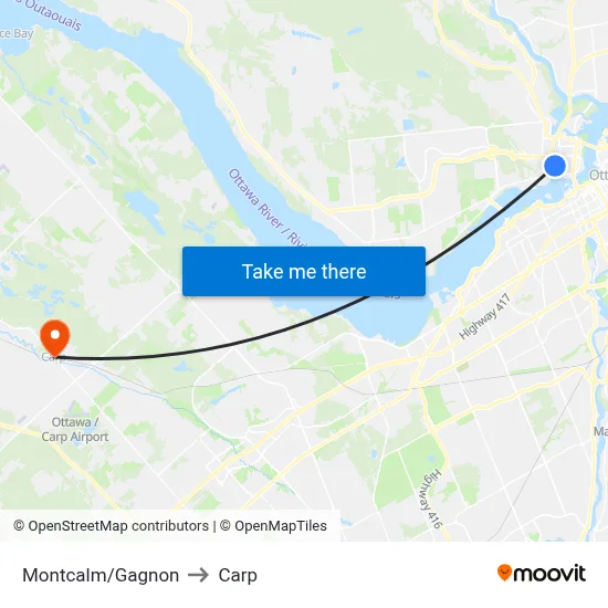 Montcalm/Gagnon to Carp map