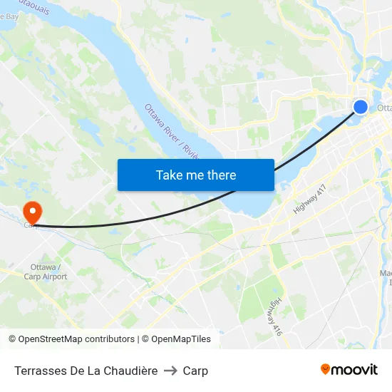 Terrasses De La Chaudière to Carp map