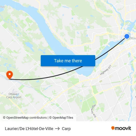 Laurier/De L'Hôtel-De-Ville to Carp map
