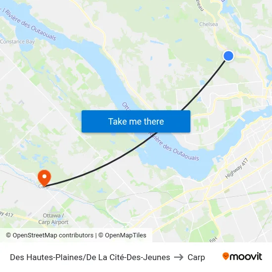 Des Hautes-Plaines/De La Cité-Des-Jeunes to Carp map
