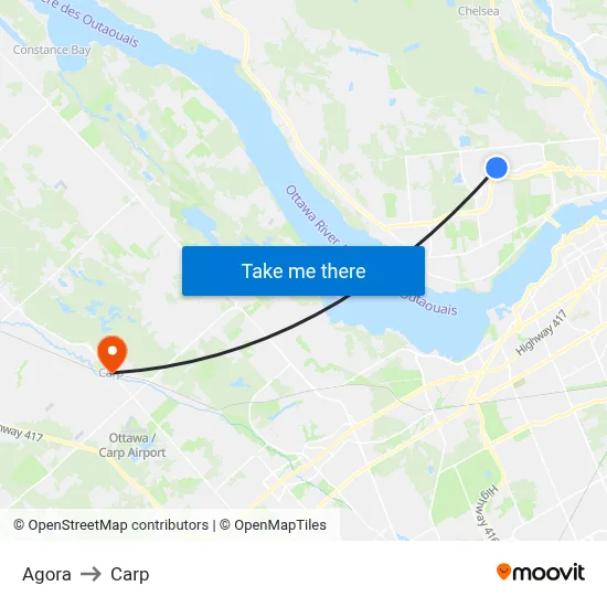 Agora to Carp map