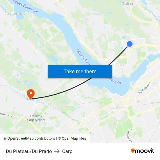 Du Plateau/Du Prado to Carp map