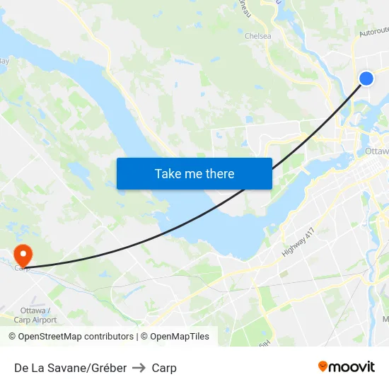 De La Savane/Gréber to Carp map